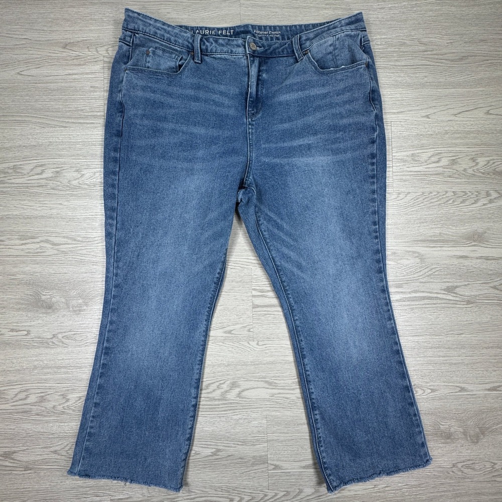 Laurie‎ Felt Women's Jeans Forever Denim Relaxed Baby Bell Blue Raw Hem 16W